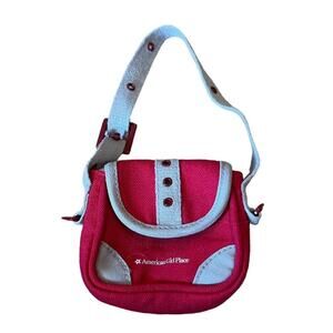 American Girl Doll place red Beige canvas purse doll size tote bag vintage 3x3”